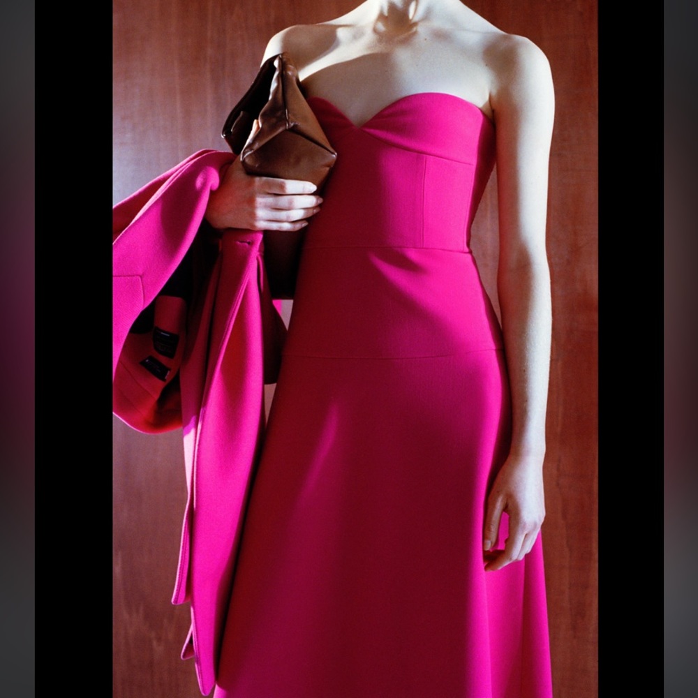 Zara Strapless Fuchsia Pink Midi Dress